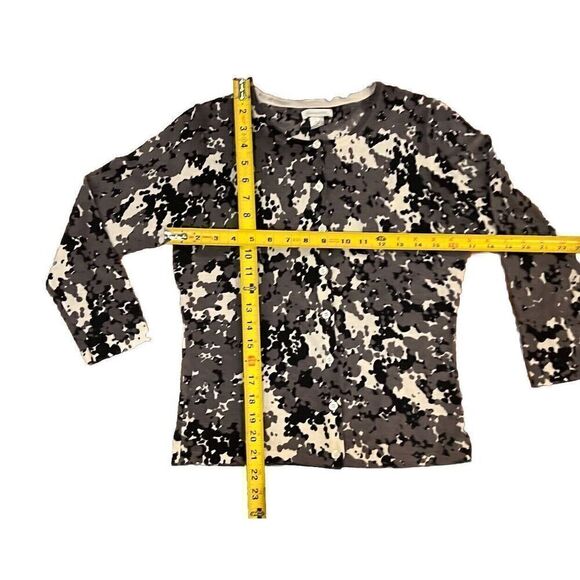 GARNET HILL Size Small Floral 100% Merino Wool Sweater Cardigan watercolor - Picture 9 of 9